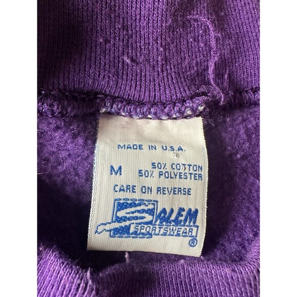Vtg 90s WASHINGTON HUSKIES UW Purple Sweatshirt Sz Medium SALEM SPORTSWEAR USA - Picture 3 of 6